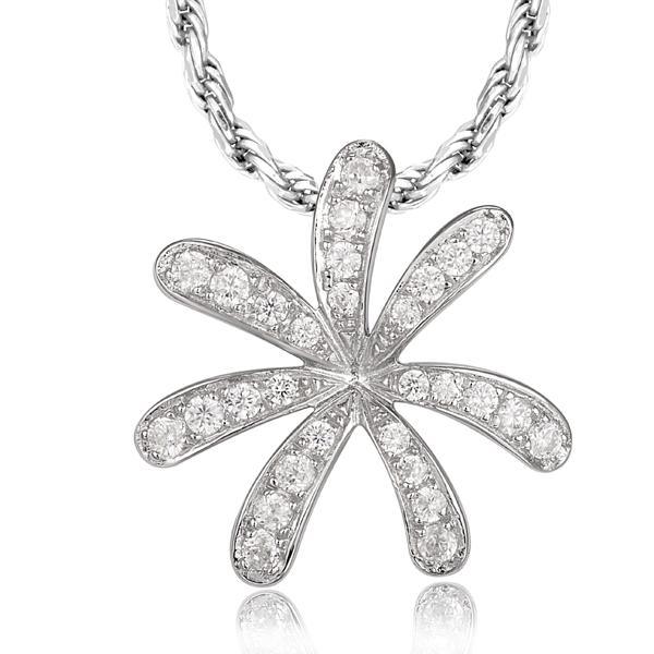 In this photo there is a white gold tiare gardenia pendant with topaz gemstones.