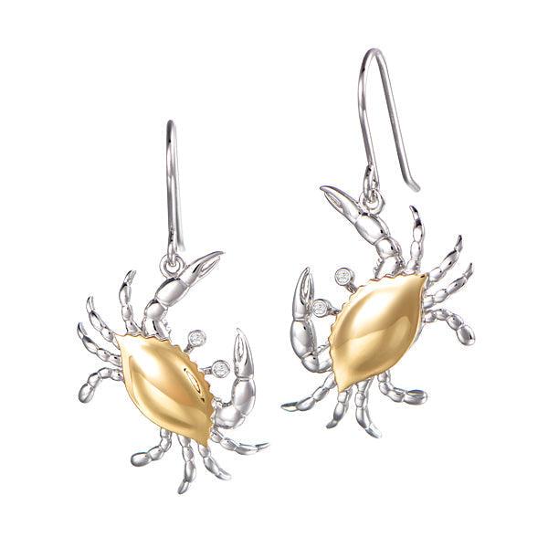 Two-Tone Blue Crab Earrings Earrings Island by Koa Nani 