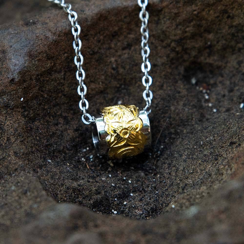 Two-Tone Engraved Barrel Pendant Pendant Island by Koa Nani 