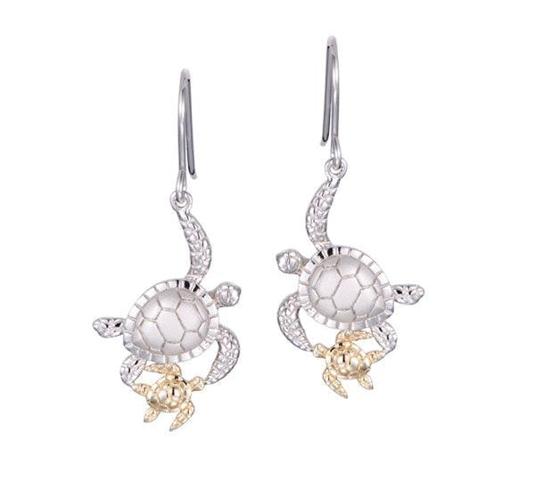 Two-Tone Honu Aumakua Earrings Earrings Island by Koa Nani 