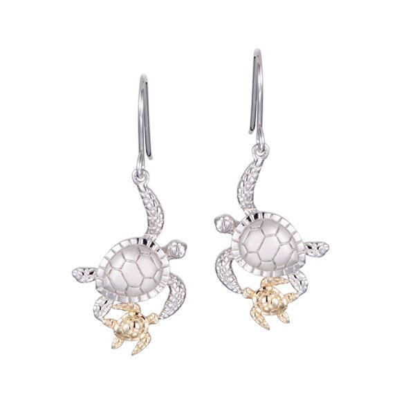 Two-Tone Honu Aumakua Earrings Earrings Island by Koa Nani 