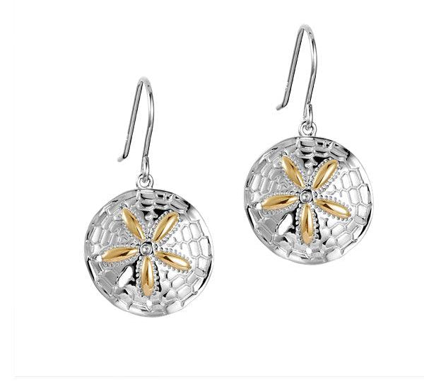 Two-Tone Living Sand Dollar Earrings Earrings Island by Koa Nani 