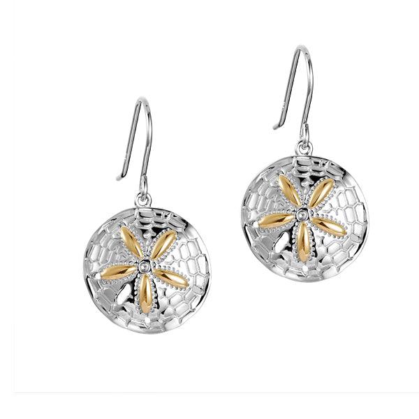 Two-Tone Living Sand Dollar Earrings Earrings Island by Koa Nani 