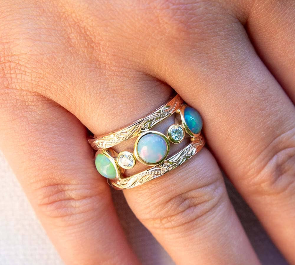 Two-Tone Opal Kamāliʻiwahine Ring Ring Island by Koa Nani 