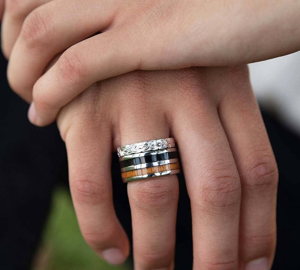Two-Tone Wood Ring Ring Island by Koa Nani 