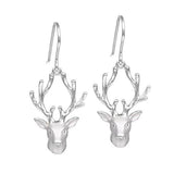 In this photo there is a pair of sterling silver reindeer hook earrings.
